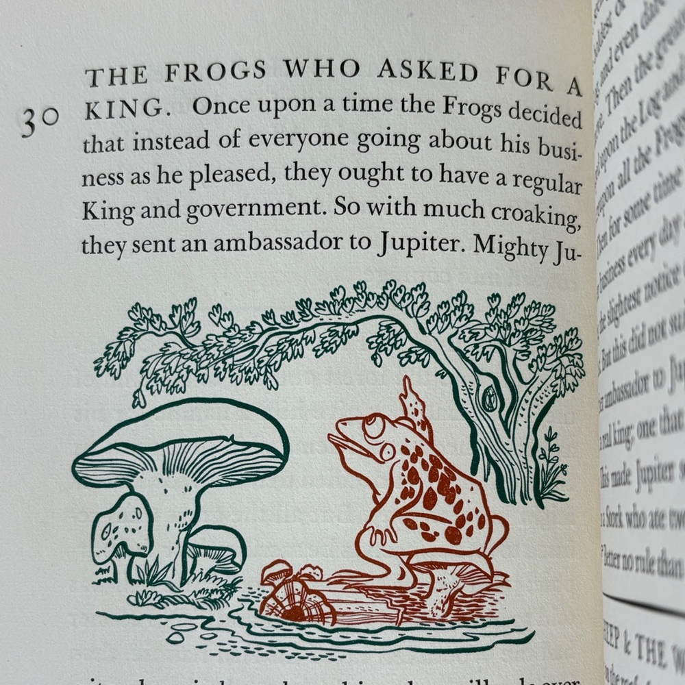 1941 Aesop’s Fables Peter Pauper Press Fox Skull Grapes Crow Adage Animal Tales